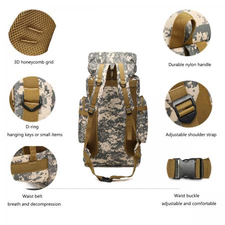 Tactical Military 70L Large Camping Hiking Backpack